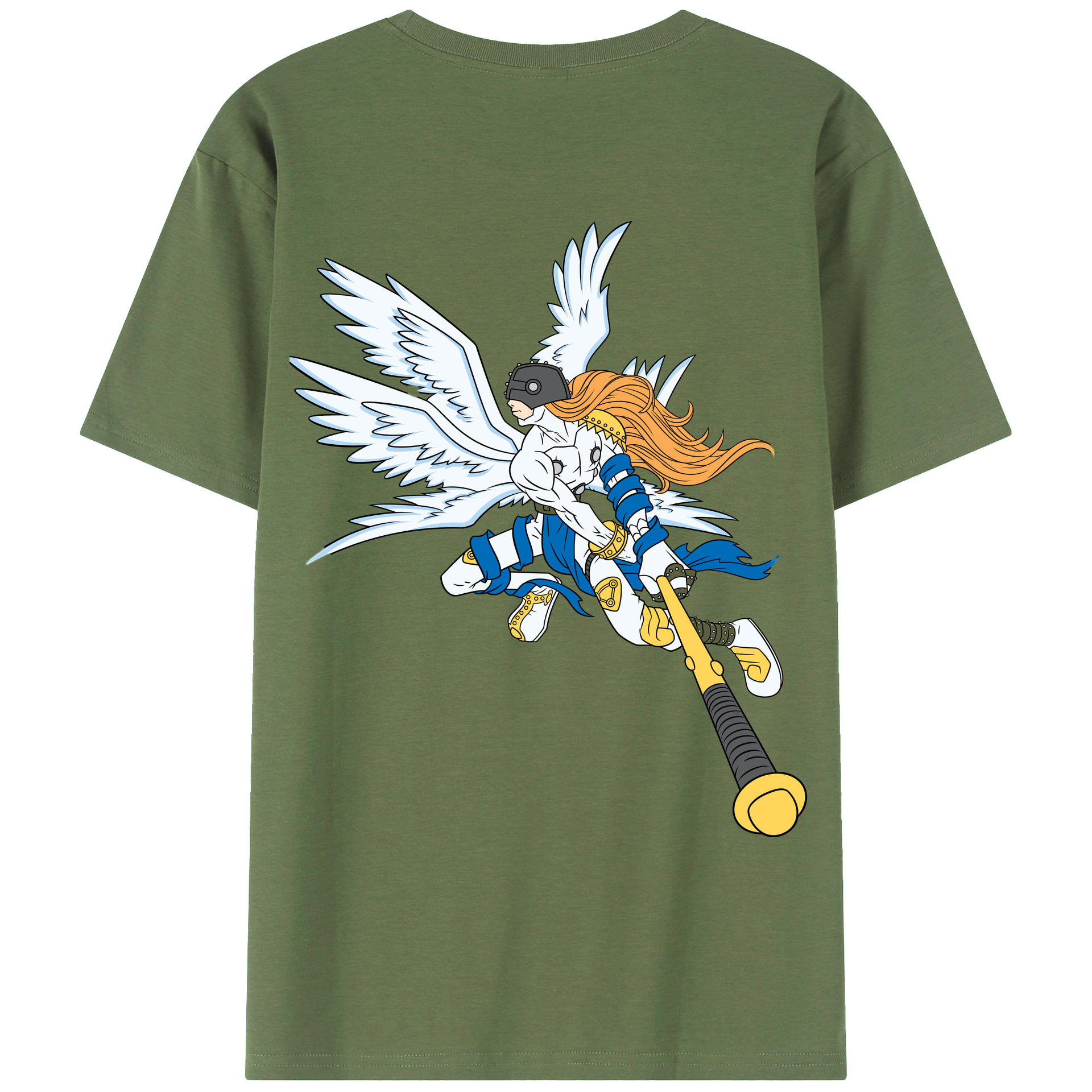 （画像用） Digimon デジタルモンスター/デジモン 綿100％ メンズ半袖Tシャツ（バックプリント） 通気性